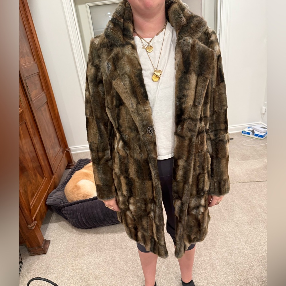 Elegant Brown Faux Fur Coat